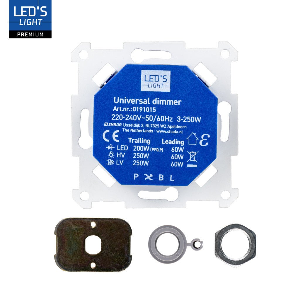 LED's Light Led Dimmer Inbouw – Universele Dimmer Geschikt voor Alle Led Verlichting - 250W - Traploos dimmen - Fase-Afsnijding & Fase-Aansnijding LED.nl