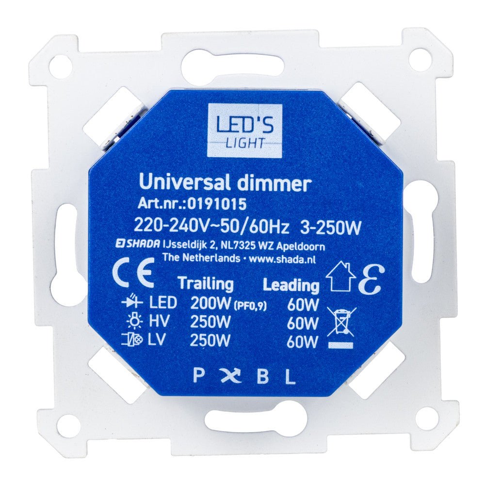 LED's Light Led Dimmer Inbouw – Universele Dimmer Geschikt voor Alle Led Verlichting - 250W - Traploos dimmen - Fase-Afsnijding & Fase-Aansnijding LED.nl