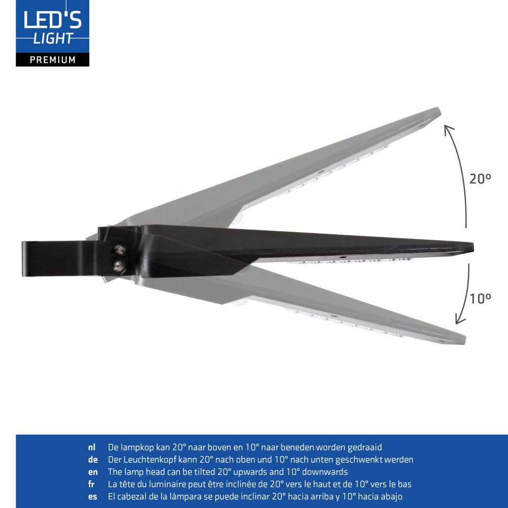 LED's Light LED Solar buitenstraatverlichting straatverlichting Lantaarnpaal 3000 lm 4000 K – Zwart Schijnwerpers LED.nl