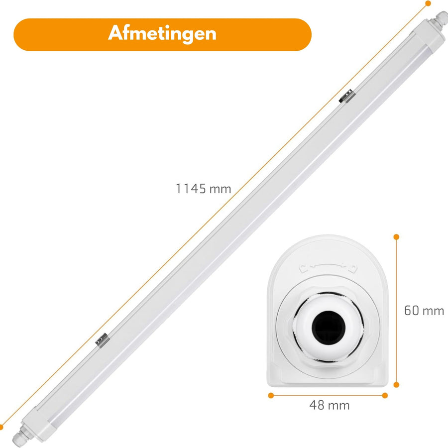 LED's Light LED TL lamp compleet - 36W, 120cm, 4320lm 4000K - IP65 IK08 - Koppelbaar TL verlichting LED.nl