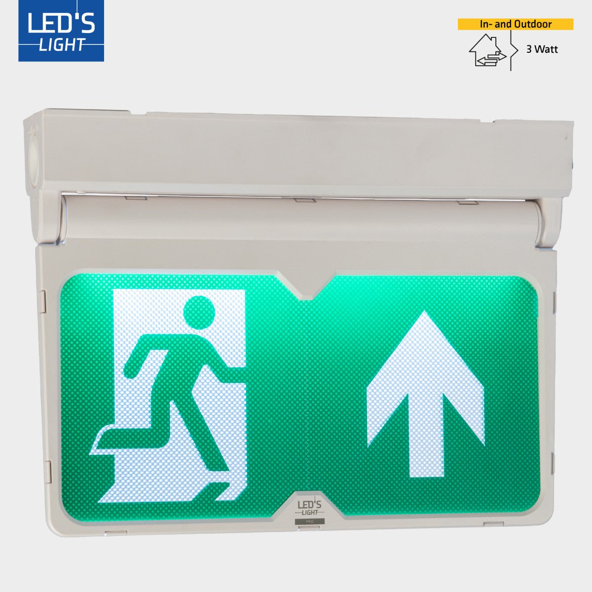 LED's Light - Noodverlichting - Nooduitgang bord met verlichting op accu - Draadloos en oplaadbaar - Pijl draaibaar LED.nl