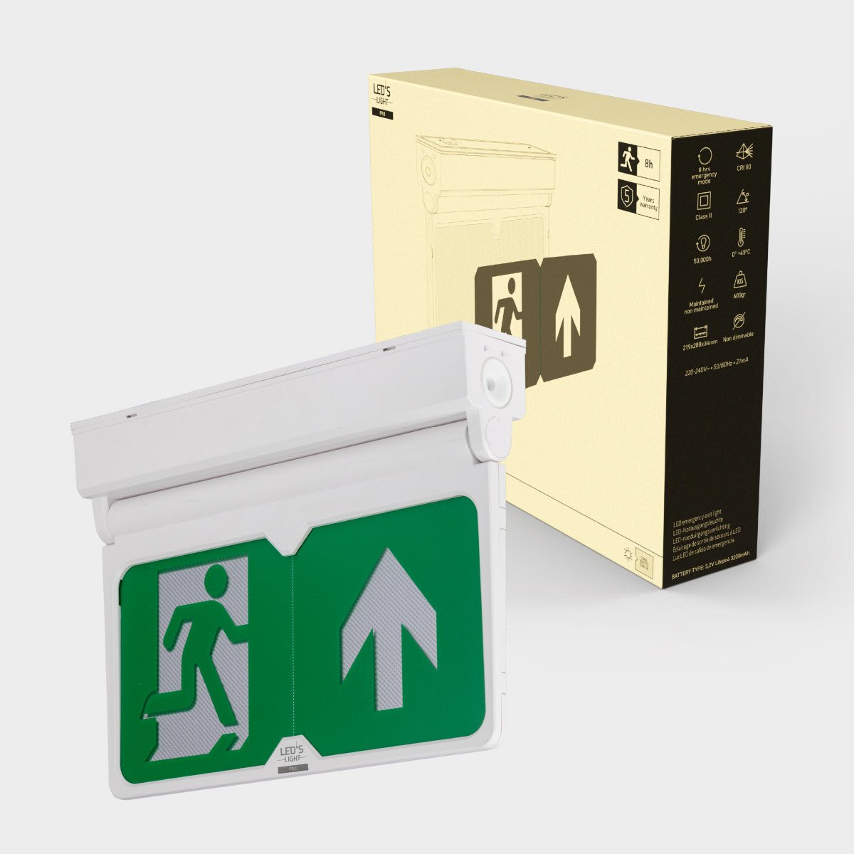 LED's Light - Noodverlichting - Nooduitgang bord met verlichting op accu - Draadloos en oplaadbaar - Pijl draaibaar LED.nl