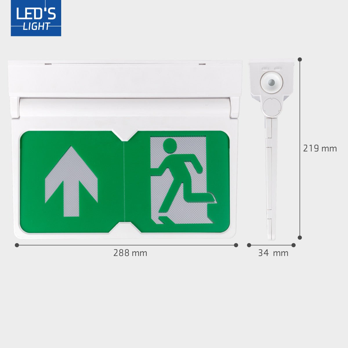 LED's Light - Noodverlichting - Nooduitgang bord met verlichting op accu - Draadloos en oplaadbaar - Pijl draaibaar LED.nl