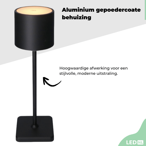 LED's Light Oplaadbare LED Tafellamp - Dimbaar via aanraking - Binnen en buiten - Grijs Tafellampenen LED.nl