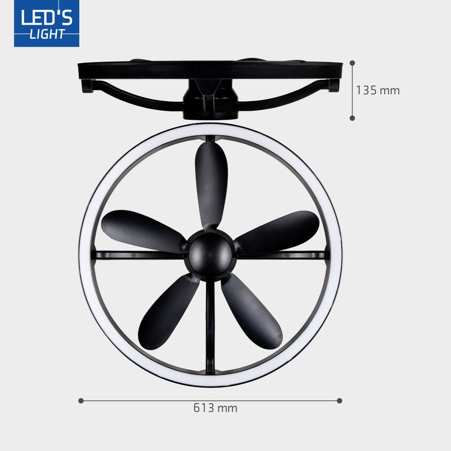 LED's Light Plafond ventilator met lamp Zwart 61,3cm - 27W - 2500lm - Verstelbare kleurtemperatuur - Dimbaar - Incl afstandbediening Plafondventilatoren LED.nl