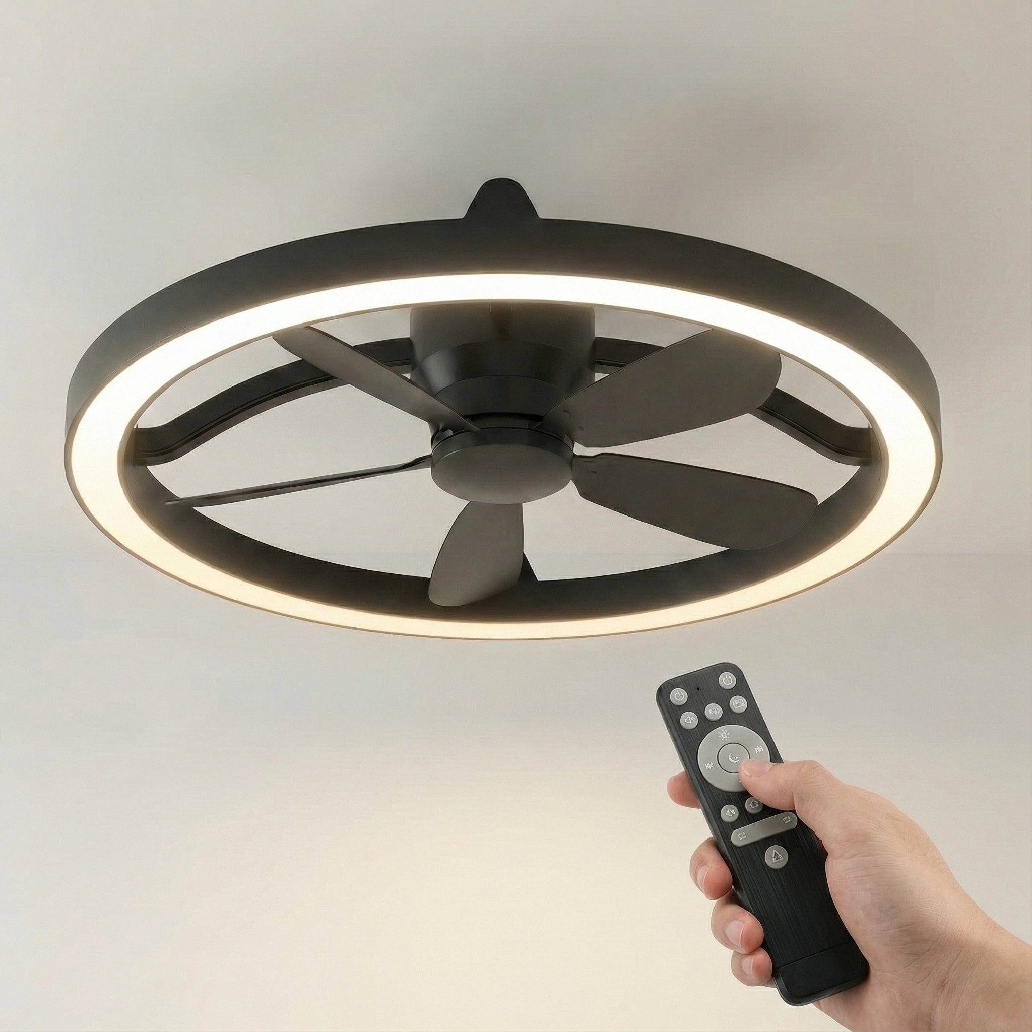 LED's Light Plafond ventilator met lamp Zwart 61,3cm - 27W - 2500lm - Verstelbare kleurtemperatuur - Dimbaar - Incl afstandbediening Plafondventilatoren LED.nl