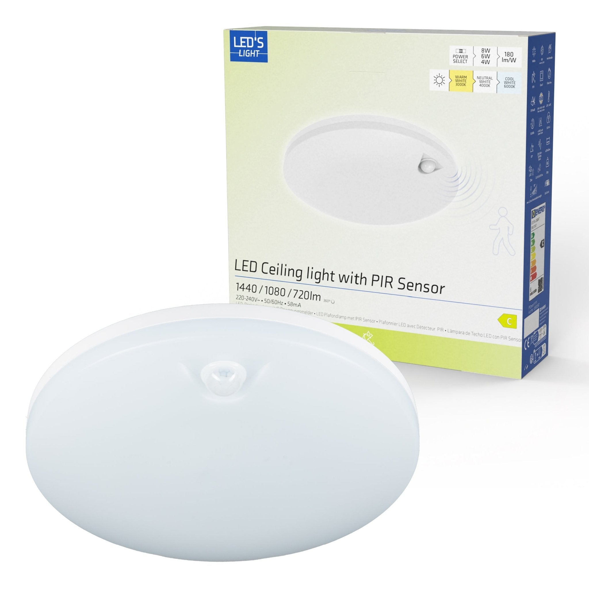 LED's light Plafondlamp met bewegingssensor en schemersensor - dimbaar in 6 standen - IP54 - 30 cm Plafondlampen LED.nl