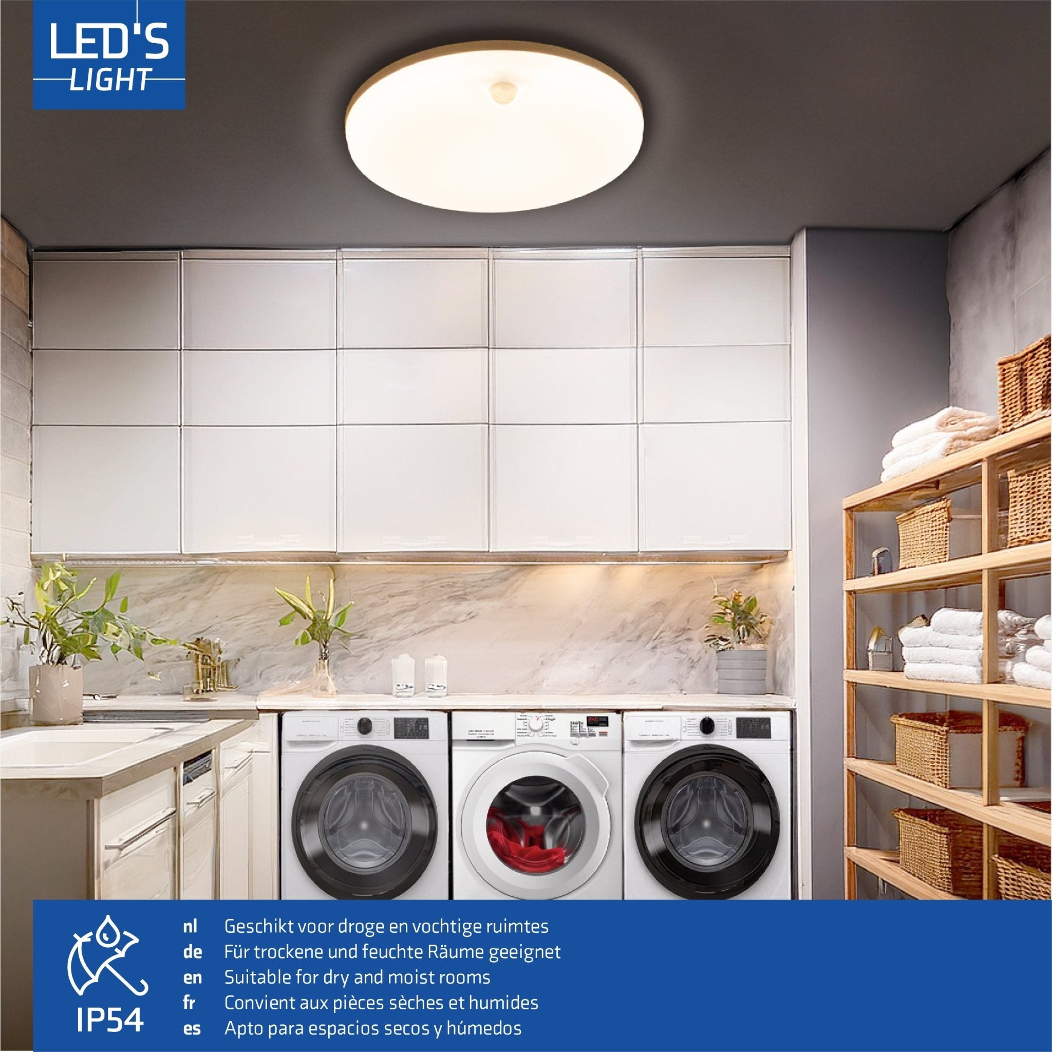 LED's light Plafondlamp met bewegingssensor en schemersensor - dimbaar in 6 standen - IP54 - 30 cm Plafondlampen LED.nl