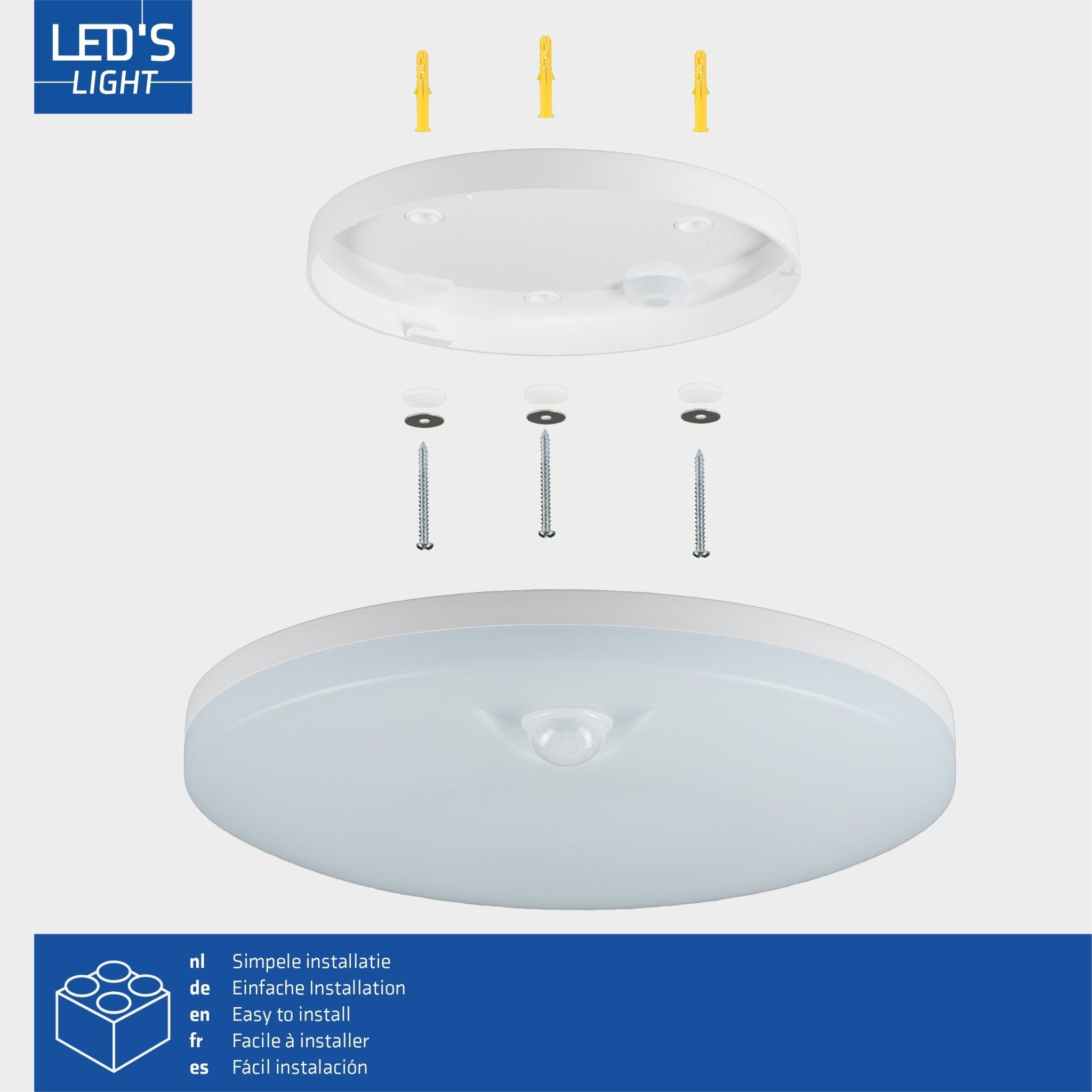LED's light Plafondlamp met bewegingssensor en schemersensor - dimbaar in 6 standen - IP54 - 30 cm Plafondlampen LED.nl