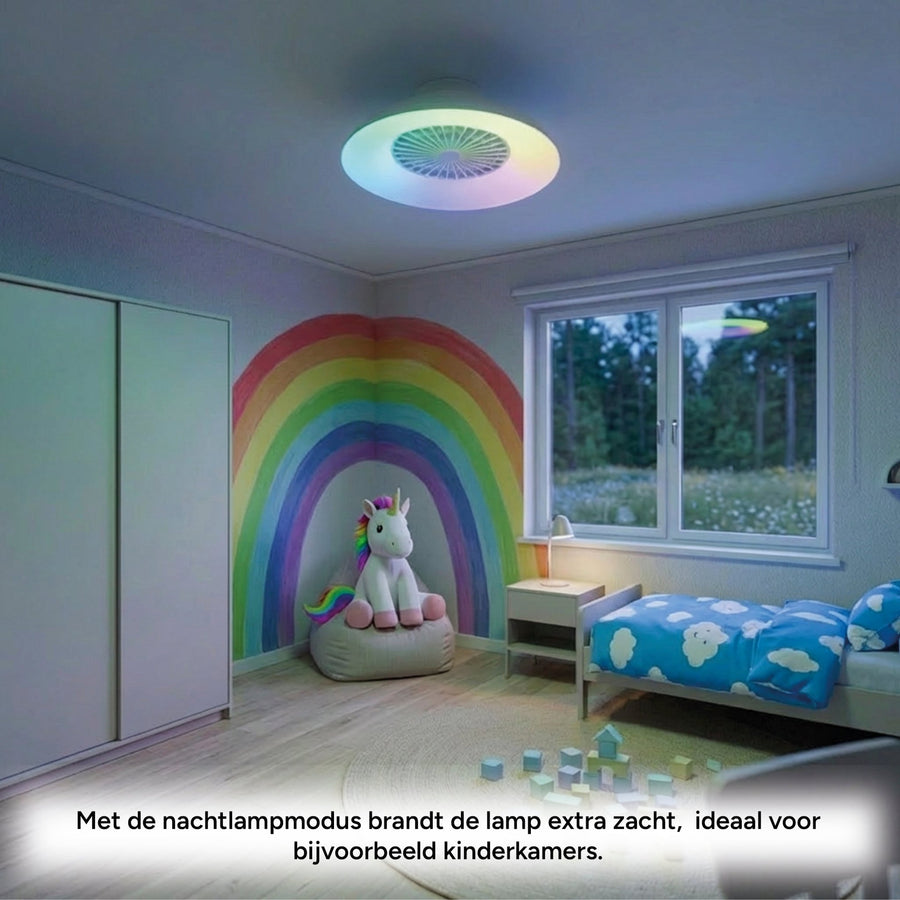 LED's Light Plafondlamp met ventilator RGB - 39W 3300lm 2700K/6500K/RGB - Ø485mm IP20 - Dimbaar Plafondventilatoren LED.nl
