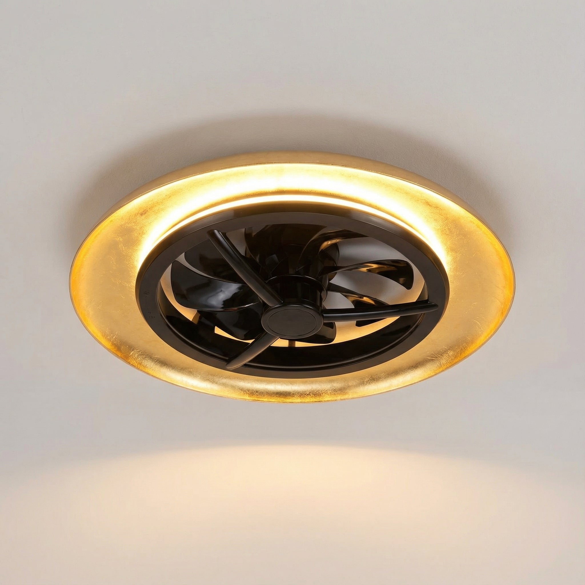 LED's Light Plafondventilator met lamp Goud met Zwart 55W 4300lm 1800K/4000K 55cm Plafondventilatoren LED.nl