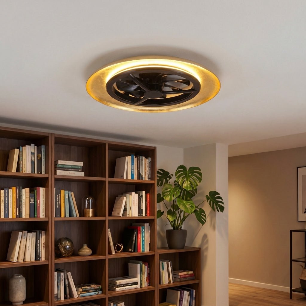 LED's Light Plafondventilator met lamp Goud met Zwart 55W 4300lm 1800K/4000K 55cm Plafondventilatoren LED.nl