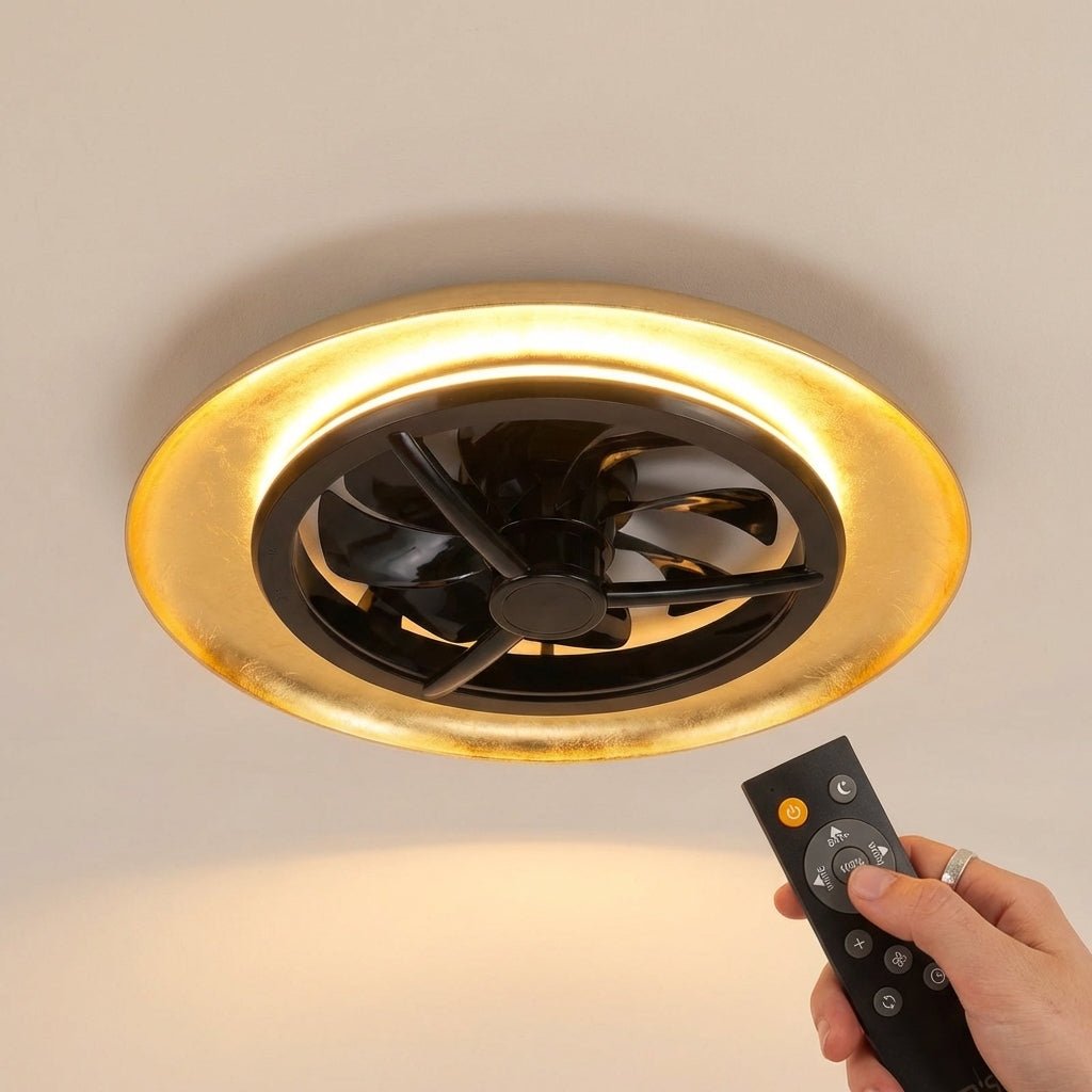 LED's Light Plafondventilator met lamp Goud met Zwart 55W 4300lm 1800K/4000K 55cm Plafondventilatoren LED.nl