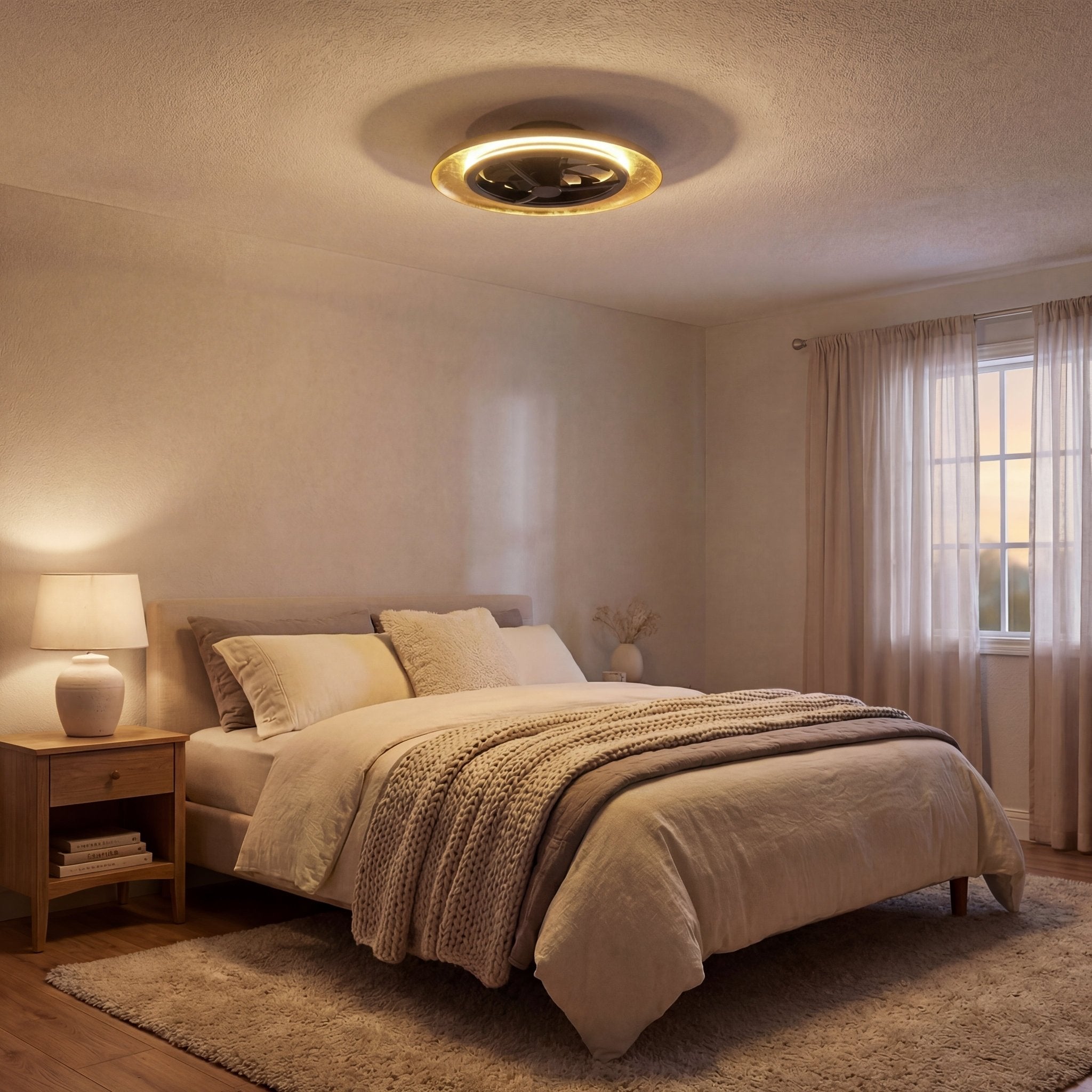 LED's Light Plafondventilator met lamp Goud met Zwart 55W 4300lm 1800K/4000K 55cm Plafondventilatoren LED.nl