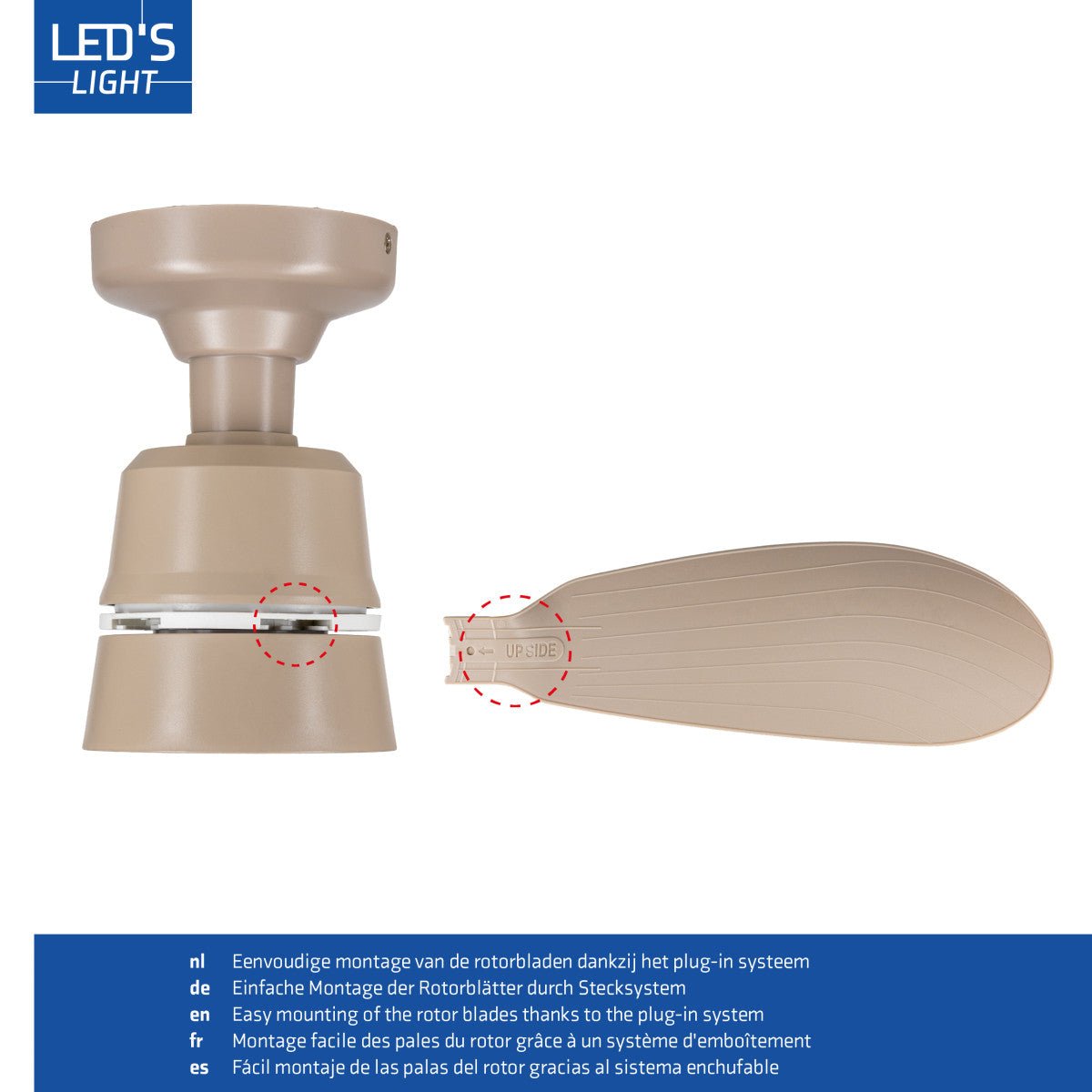 LED's Light Plafondventilator met lamp Taupe 25W 2600lm 2200K/6500K Plafondventilatoren LED.nl