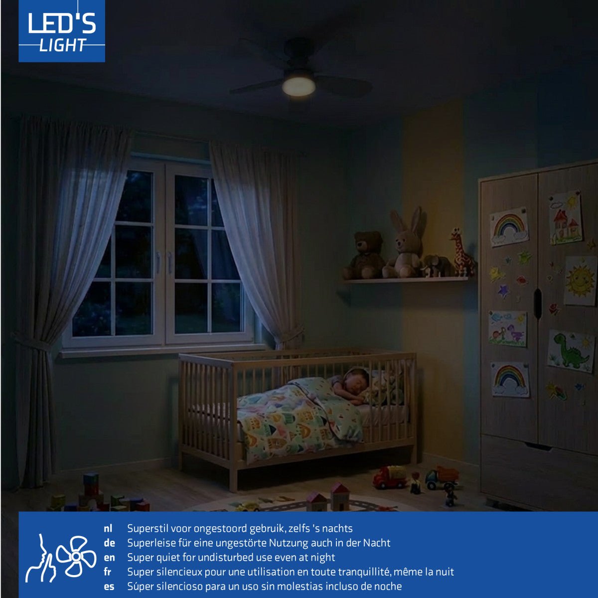 LED's Light Plafondventilator met lamp Taupe 25W 2600lm 2200K/6500K Plafondventilatoren LED.nl