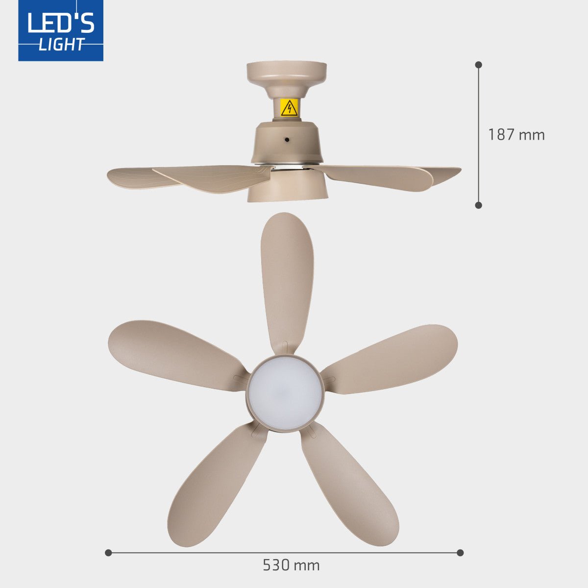 LED's Light Plafondventilator met lamp Taupe 25W 2600lm 2200K/6500K Plafondventilatoren LED.nl