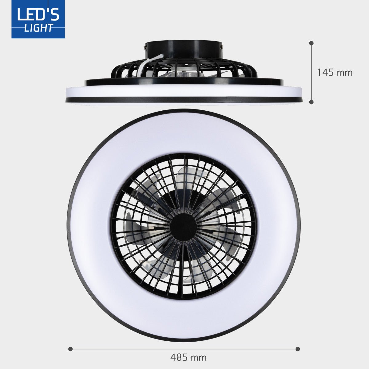 LED's Light Plafondventilator met verlichting zwart - 48 cm - LED.nl