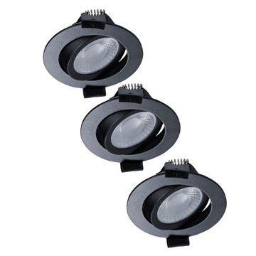 LED's Light PRO - 3 PACK - downlight inbouwspot Ø 68mm - Kantelbaar - Spatwaterdicht - Dim to Warm - Zwart LED.nl