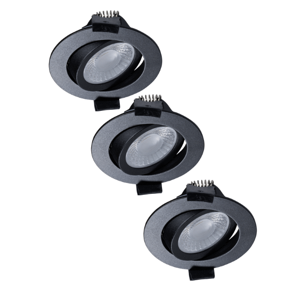 LED's Light PRO - 3 PACK - downlight inbouwspot Ø 68mm - Kantelbaar - Spatwaterdicht - Dim to Warm - Zwart LED.nl