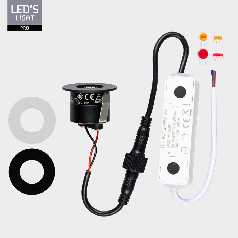 LED's Light PRO mini inbouwspot 3 cm - Voor overkapping, veranda's en inbouwplafonds - Dimbaar - 3 Kleuren plaatjes Inbouwspots LED.nl