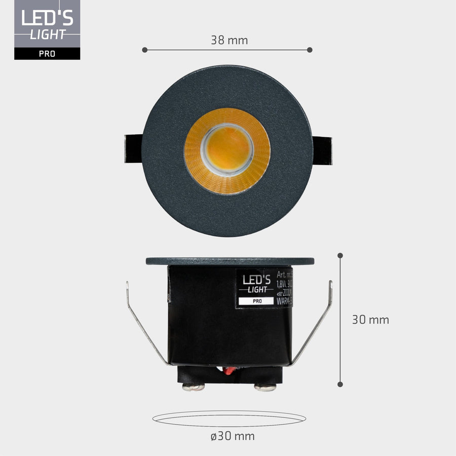 LED's Light PRO mini inbouwspot 3 cm - Voor overkapping, veranda's en inbouwplafonds - Dimbaar - 3 Kleuren plaatjes Inbouwspots LED.nl