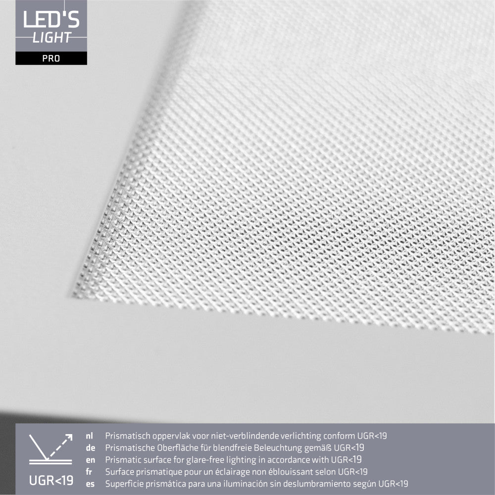 LED's Light Pro Paneel - 180lm/w - 25W 4500lm 4000K UGR<19 - 620x620mm - Lifud-driver - Wit - Duitse maat Panelen LED.nl