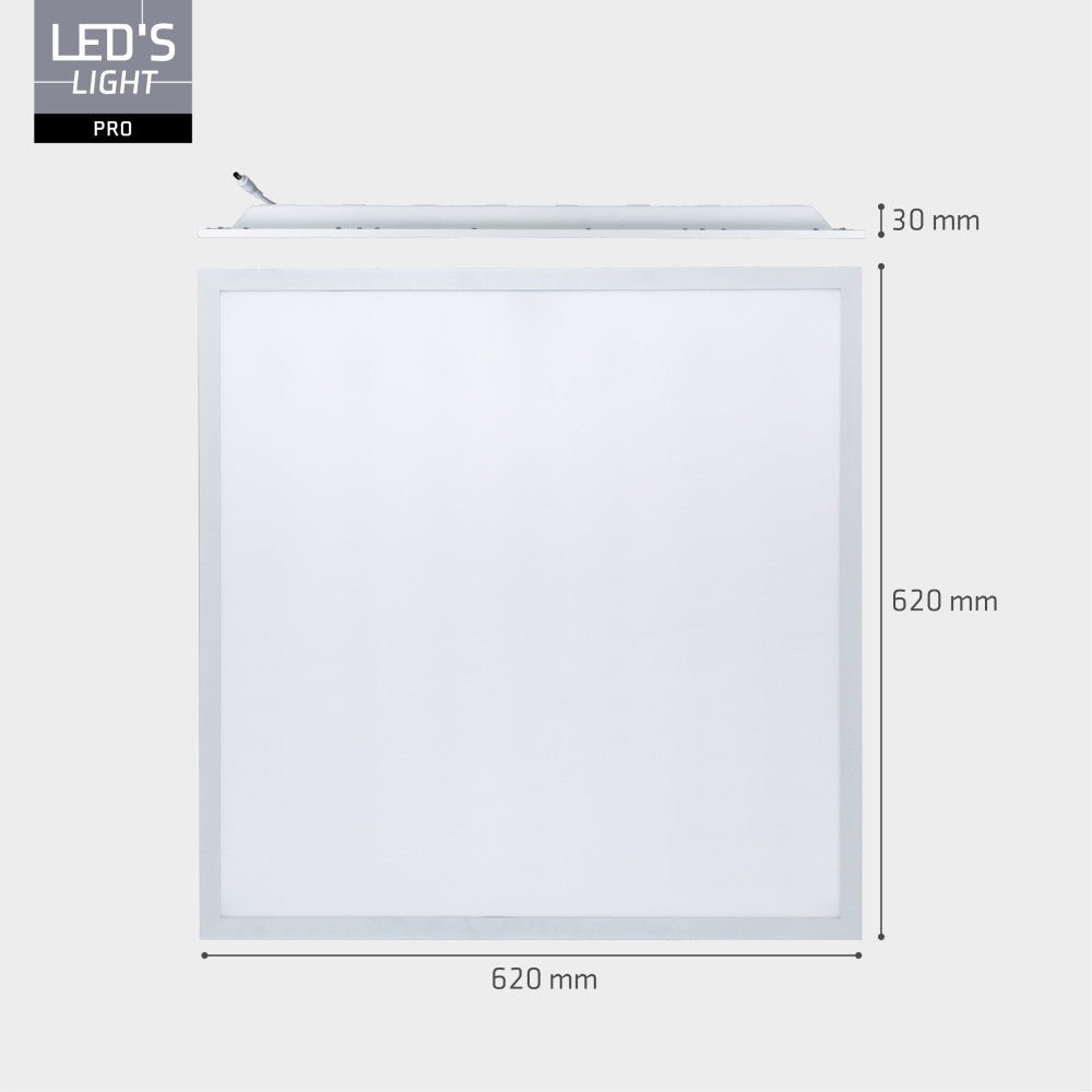 LED's Light Pro Paneel - 180lm/w - 25W 4500lm 4000K UGR<19 - 620x620mm - Lifud-driver - Wit - Duitse maat Panelen LED.nl