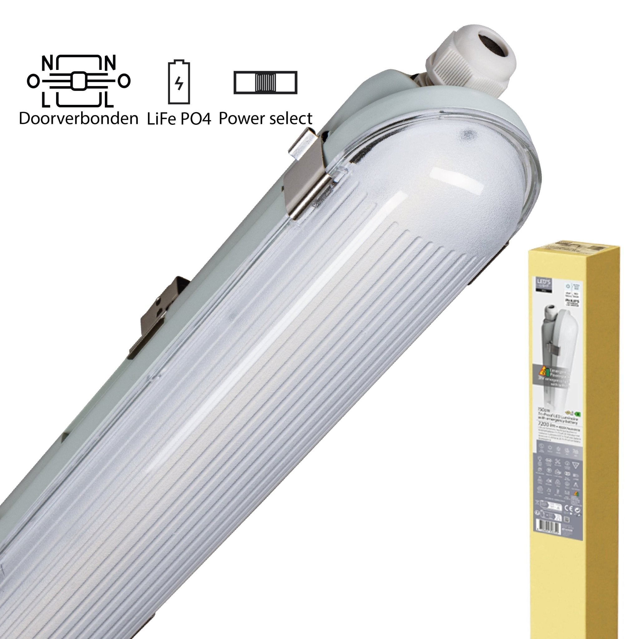 LED's Light PRO Philipps LED TL armatuur 150 cm - Met noodaccu - 185lm/w - Energielabel B - 47W 7200lm 4000K LED.nl