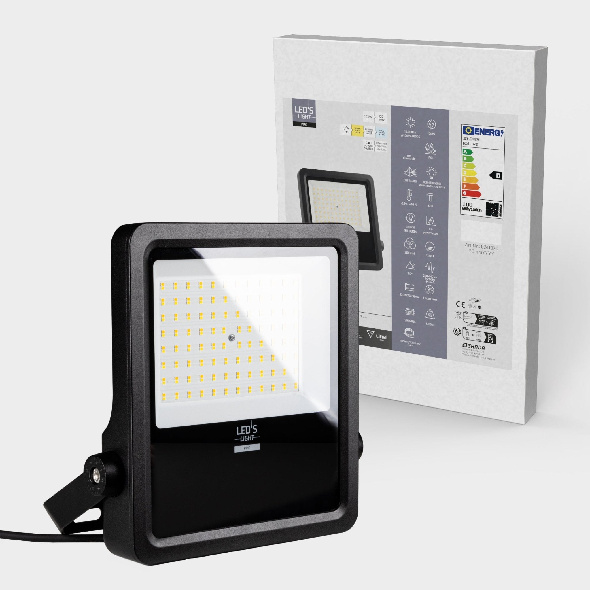LED's Light Pro Premium Floodlight 12750 - 6 lichtstanden - Water en roestbestendig - 100W Schijnwerpers LED.nl