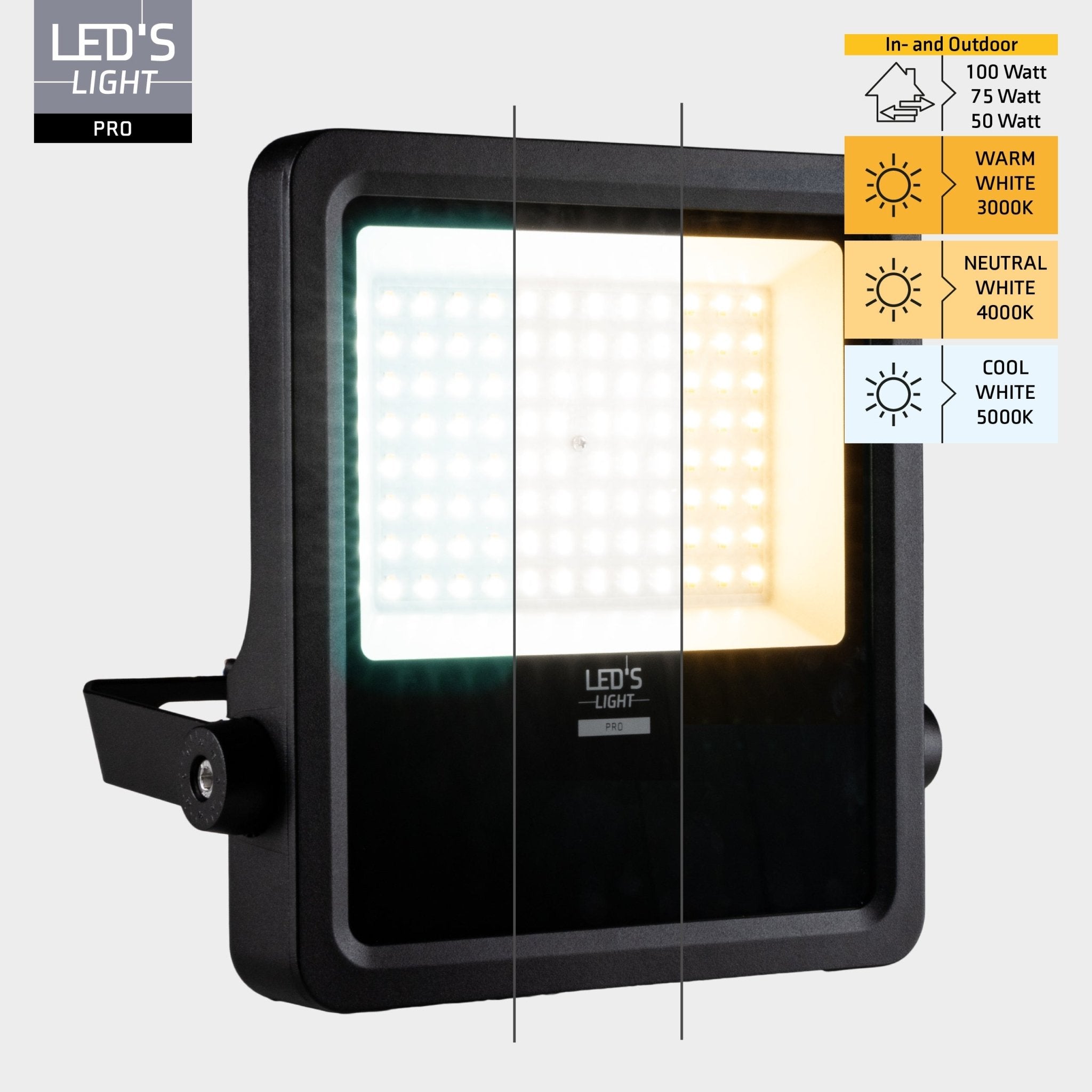 LED's Light Pro Premium Floodlight 12750 - 6 lichtstanden - Water en roestbestendig - 100W Schijnwerpers LED.nl