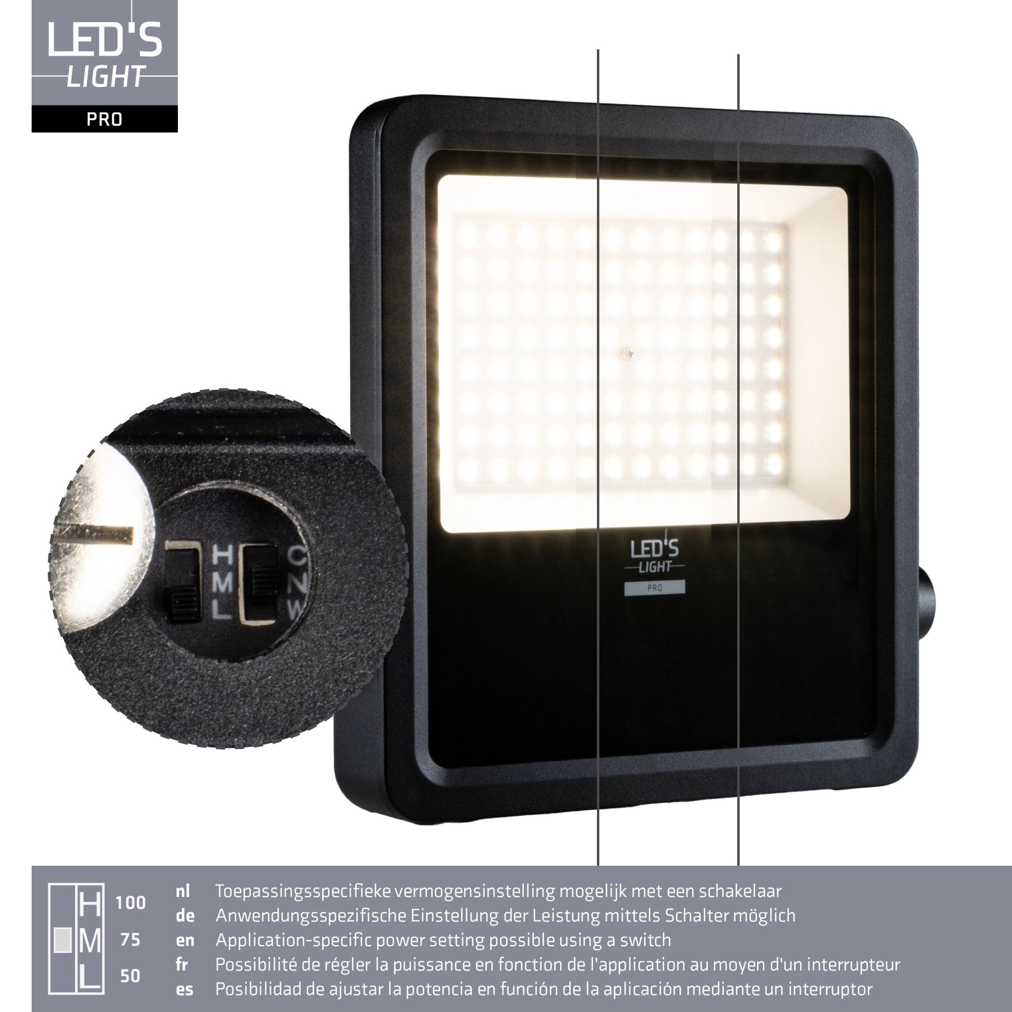 LED's Light Pro Premium Floodlight 12750 - 6 lichtstanden - Water en roestbestendig - 100W Schijnwerpers LED.nl