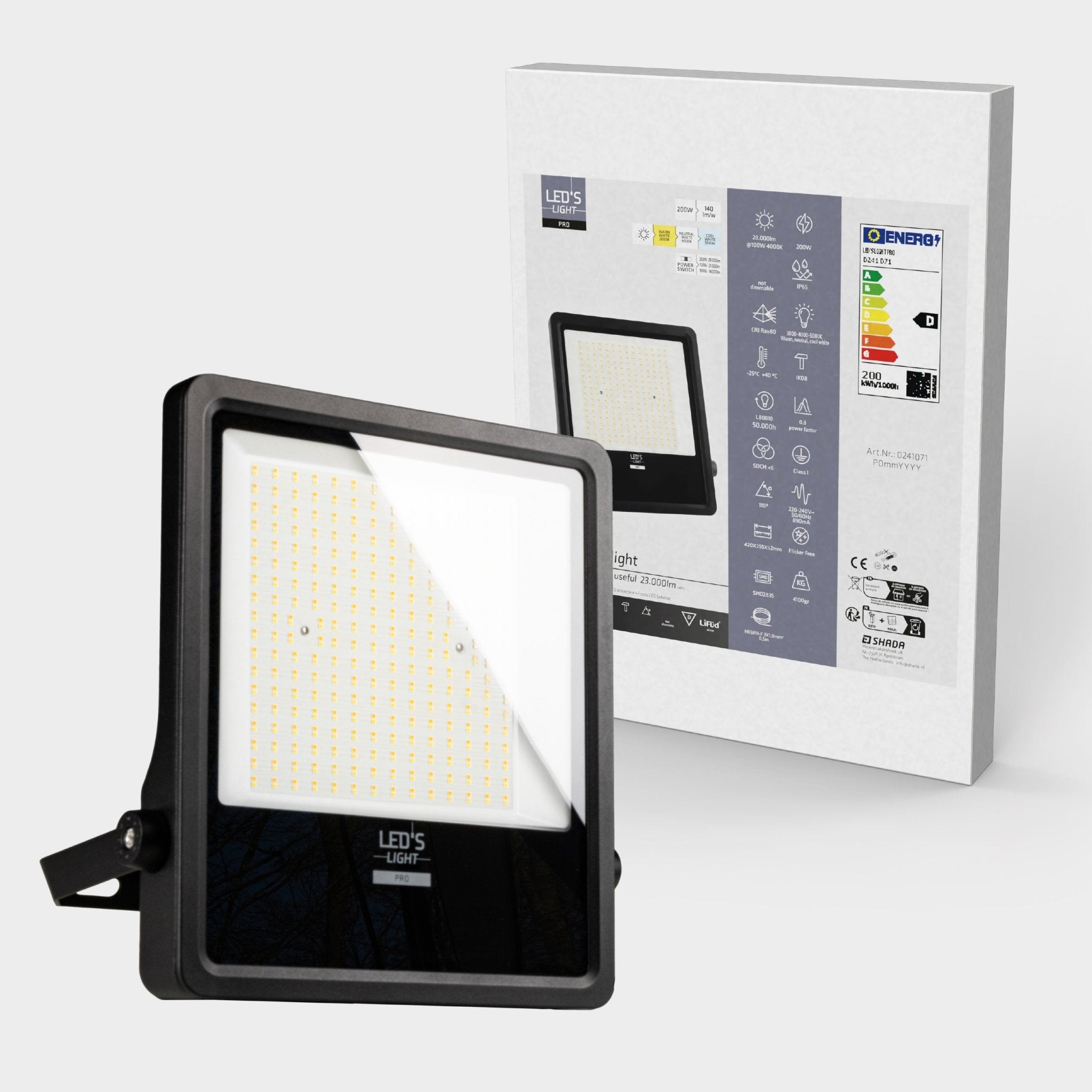 LED's Light Pro Premium Schijnwerper 25500 - 6 lichtstanden - Water en roestbestendig - 200W Schijnwerpers LED.nl