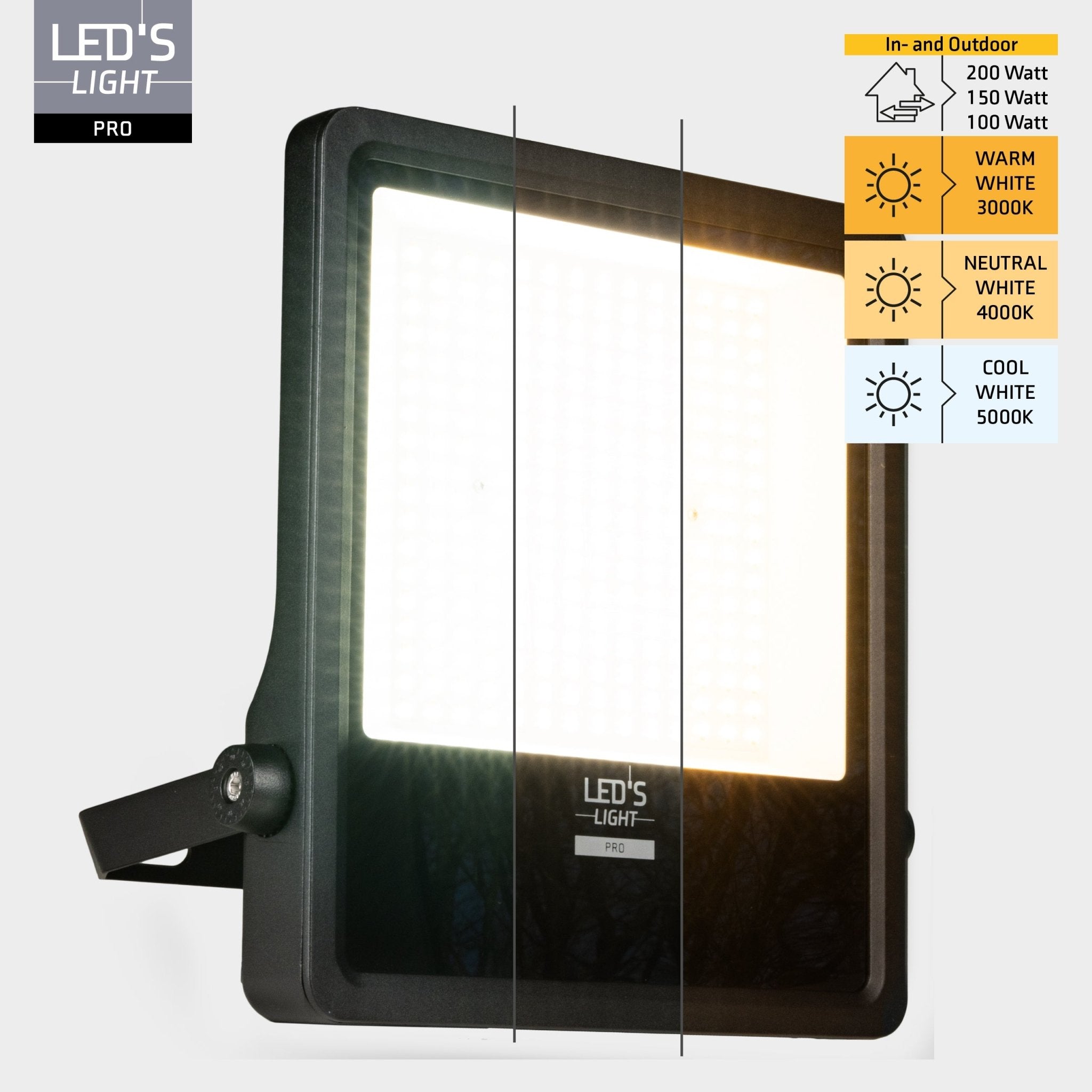 LED's Light Pro Premium Schijnwerper 25500 - 6 lichtstanden - Water en roestbestendig - 200W Schijnwerpers LED.nl