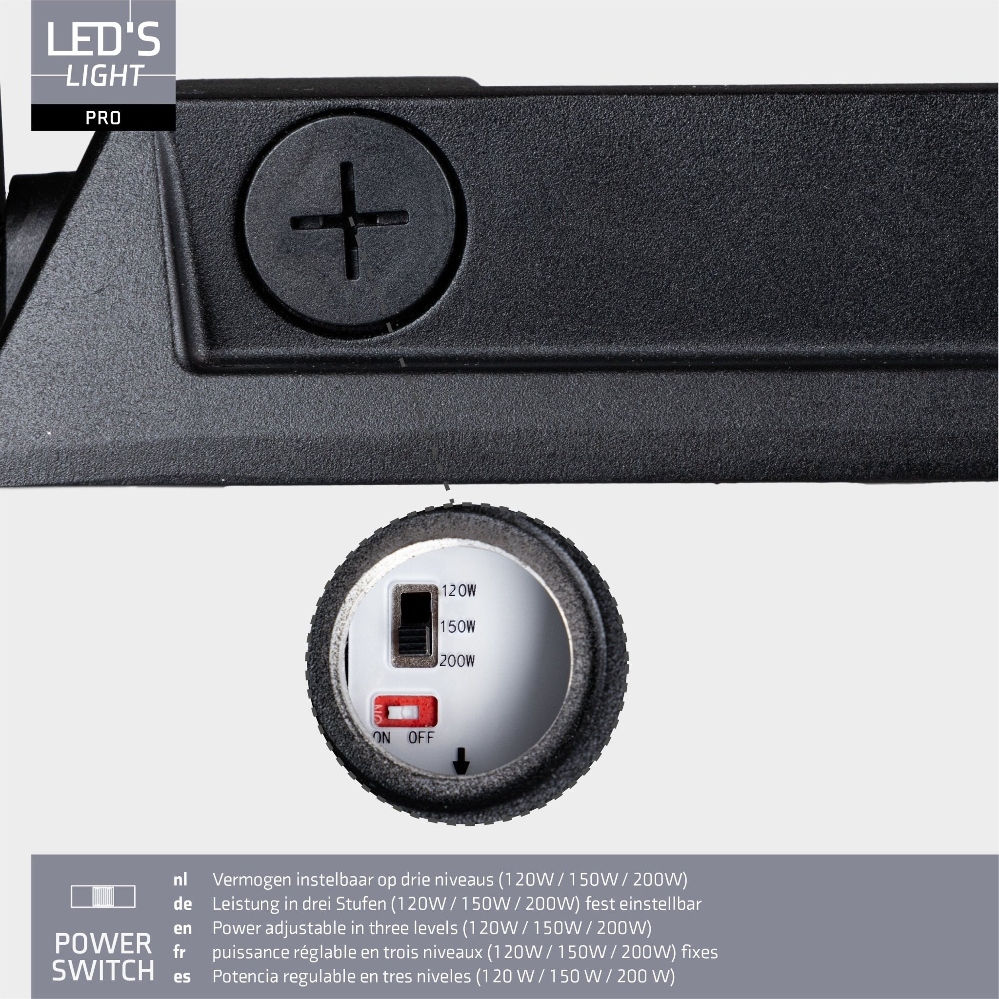 LED's Light Professionele LED Floodlight 37000 - 3 lichtstanden - Waterdicht - 200 watt - daglichtsensor Schijnwerpers LED.nl