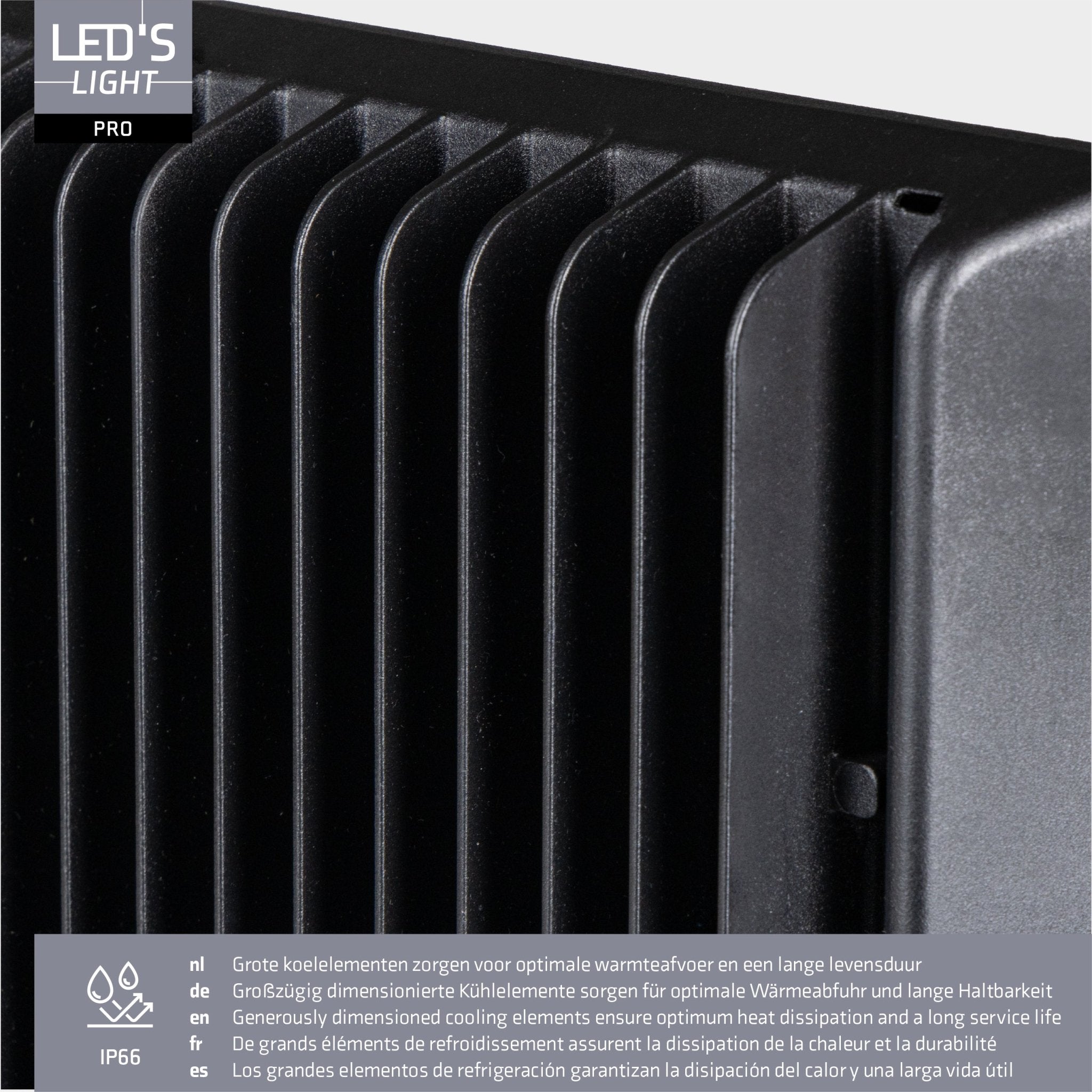 LED's Light Professionele LED Floodlight 37000 - 3 lichtstanden - Waterdicht - 200 watt - daglichtsensor Schijnwerpers LED.nl