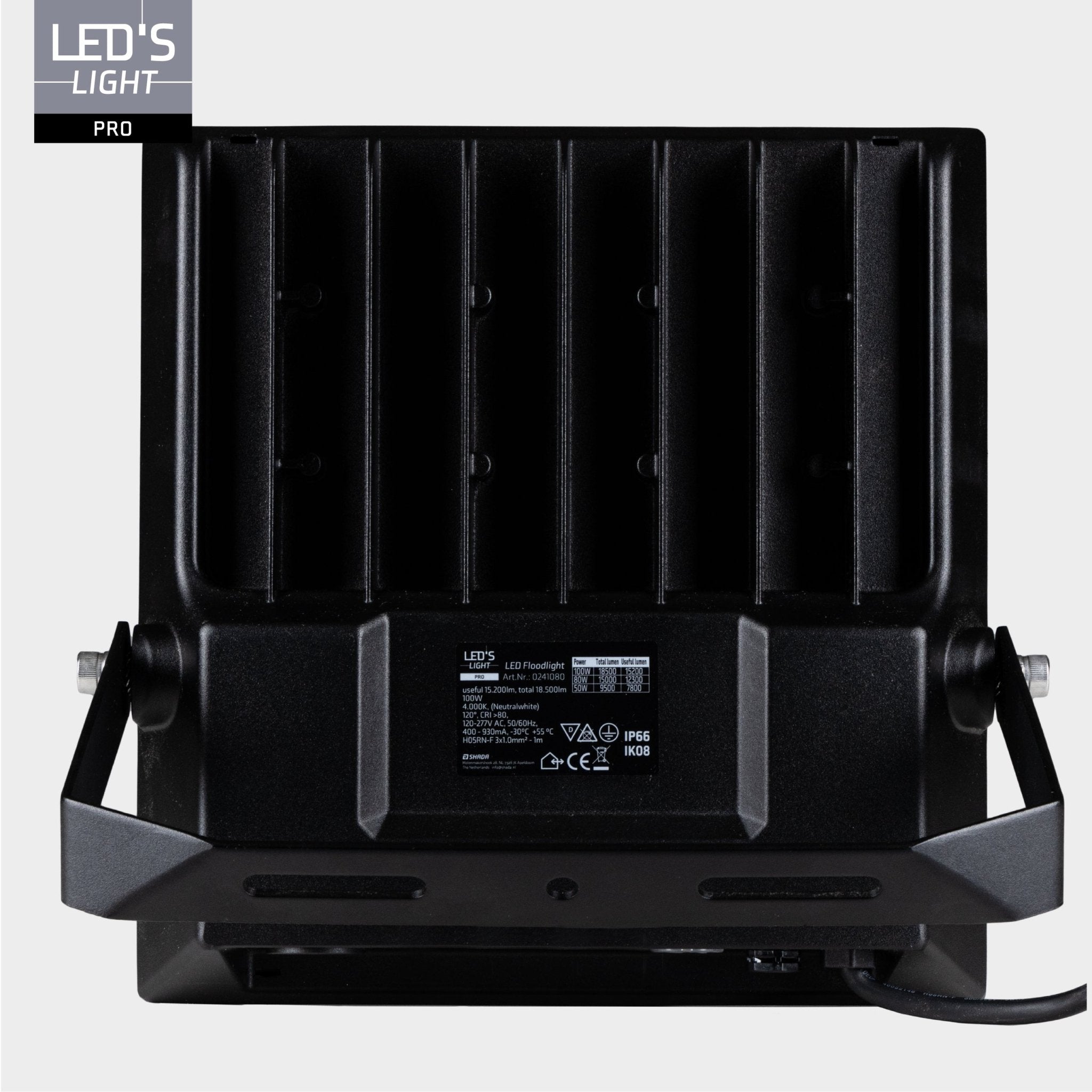 LED's Light Professionele LED Schijnwerper 18500 - 3 lichtstanden - Waterdicht - 100 watt - Daglichtsensor Schijnwerpers LED.nl
