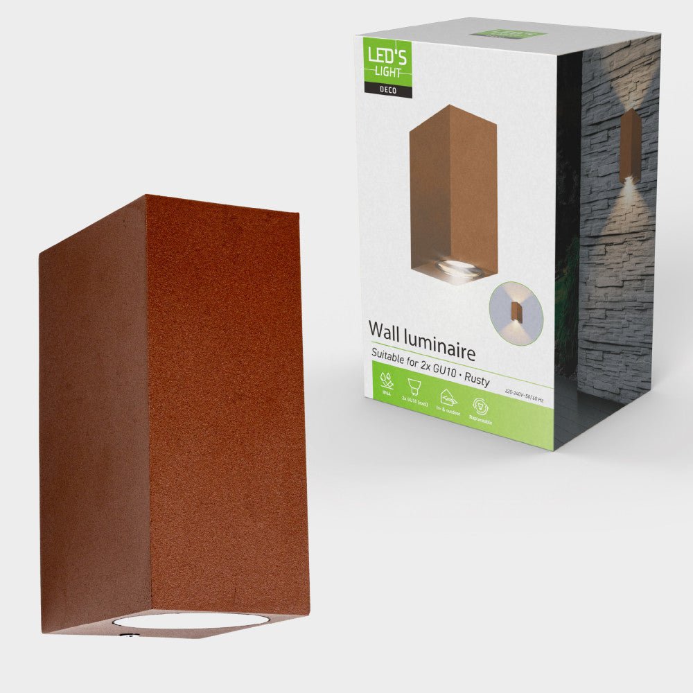 LED's Light Roestkleurige buitenlamp - IP44 - Excl 2x GU10 - Wandlamp Wandlampen LED.nl