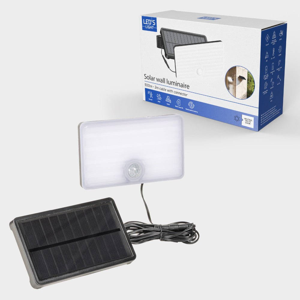LED's Light Solar buitenlamp met sensor en zonnepaneel - 500lm 4000K - Zwart - IP65 Schijnwerpers LED.nl