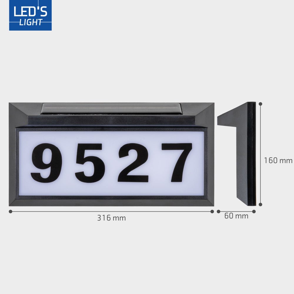 LED's Light zonnepaneel Solar-LED huisnummerbord set Wandlampen LED.nl