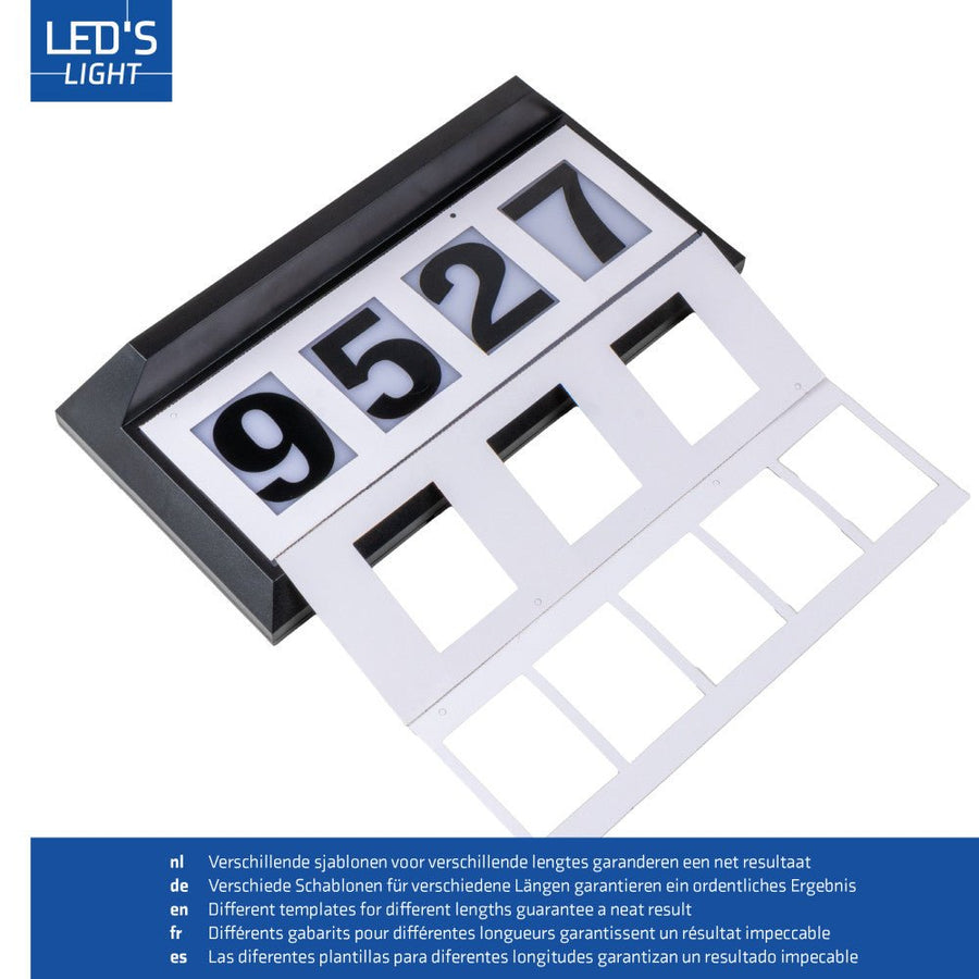 LED's Light zonnepaneel Solar-LED huisnummerbord set Wandlampen LED.nl