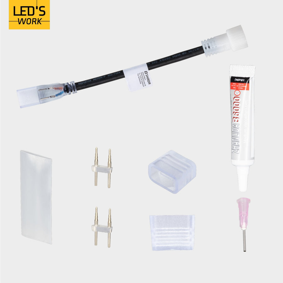 LED's Work Accessories set for LED strip construction lighting - Connector, glue and end caps - LED.nl