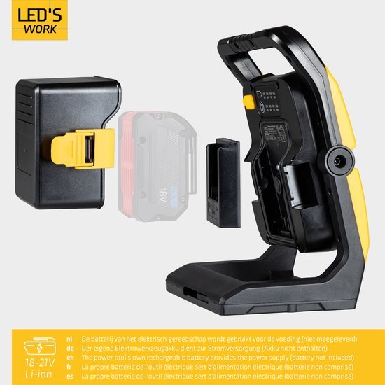 LED's Work Acculamp Werklamp - Werkt op accu's van Makita, DeWalt, Milwaukee, Bosch, Metabo - 5000 lm - LED.nl