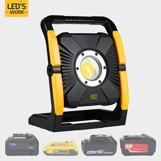 LED's Work Acculamp Werklamp - Werkt op accu's van Makita, DeWalt, Milwaukee, Bosch, Metabo - 5000 lm - LED.nl