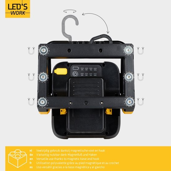 LED's Work Acculamp Werklamp - Werkt op accu's van Makita, DeWalt, Milwaukee, Bosch, Metabo - 5000 lm - LED.nl