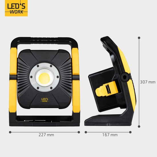 LED's Work Acculamp Werklamp - Werkt op accu's van Makita, DeWalt, Milwaukee, Bosch, Metabo - 5000 lm - LED.nl