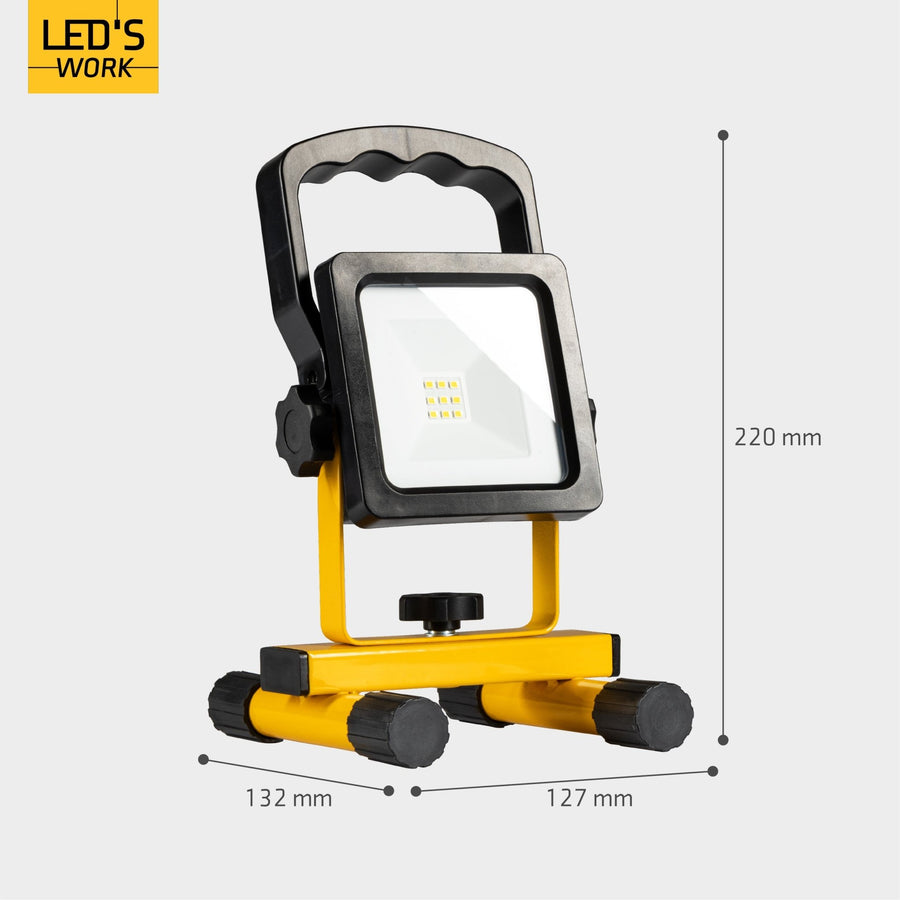 LED's Work wireless LED Construction lamp on battery 700 - Rechargeable and tiltable - Black yellow - LED.nl