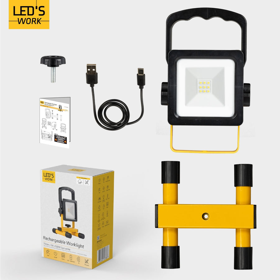 LED's Work wireless LED Construction lamp on battery 700 - Rechargeable and tiltable - Black yellow - LED.nl