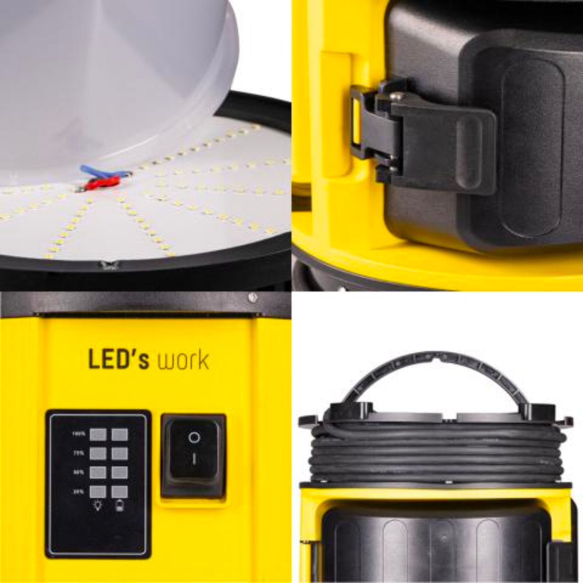 LED's Work 18V HybridPro Bouwlamp 12000lm - 360 graden licht - op accu en netstroom - 80W - IP55 & Rough Service Tested Werklampen LED.nl