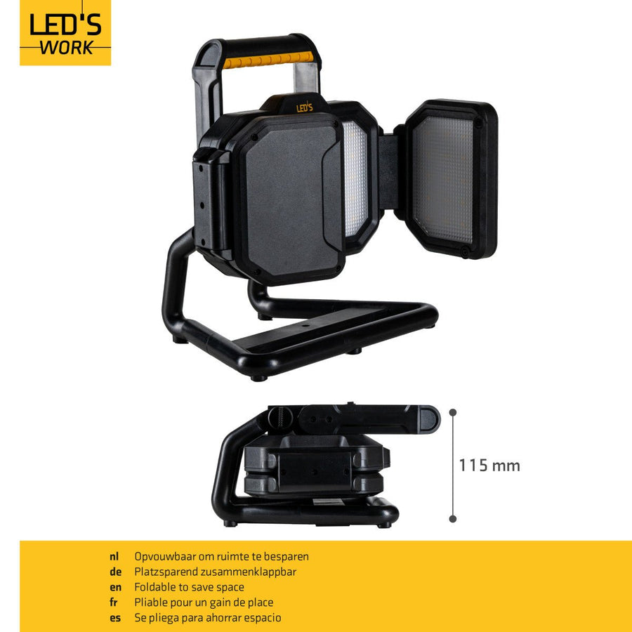 LED's Work LED Construction Lamp rechargeable 4000 - Works wirelessly on battery - Dust and waterproof - LED.nl